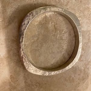 Rounded square hammered sterling bracelet